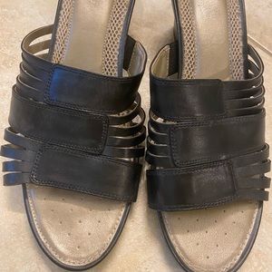 Size 10 leather sandals. Worn very little   Black